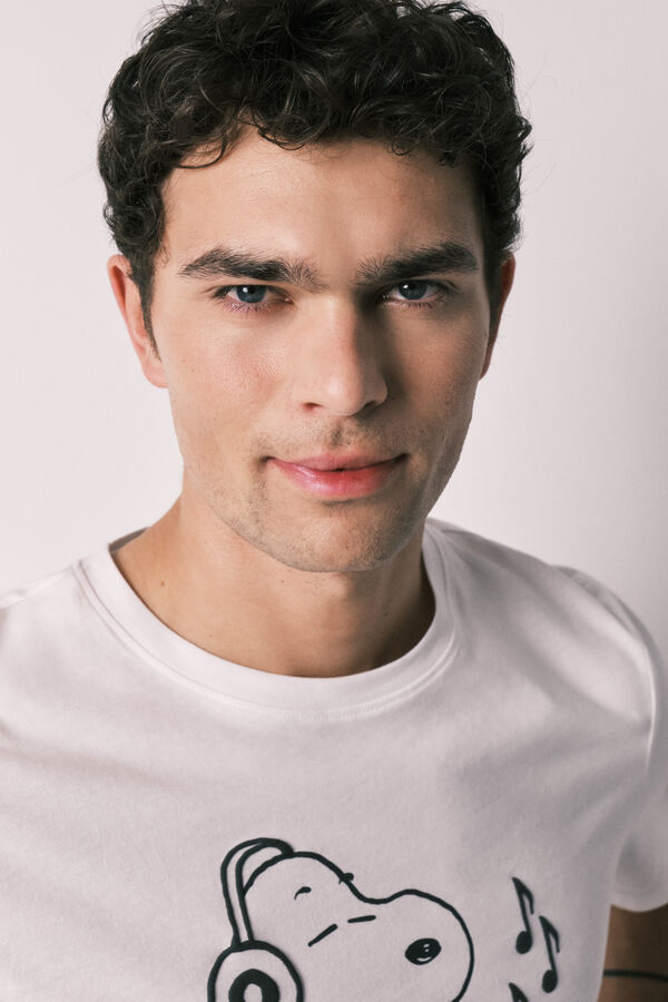 Women'secret Snoopy cotton short men's pyjamas beige