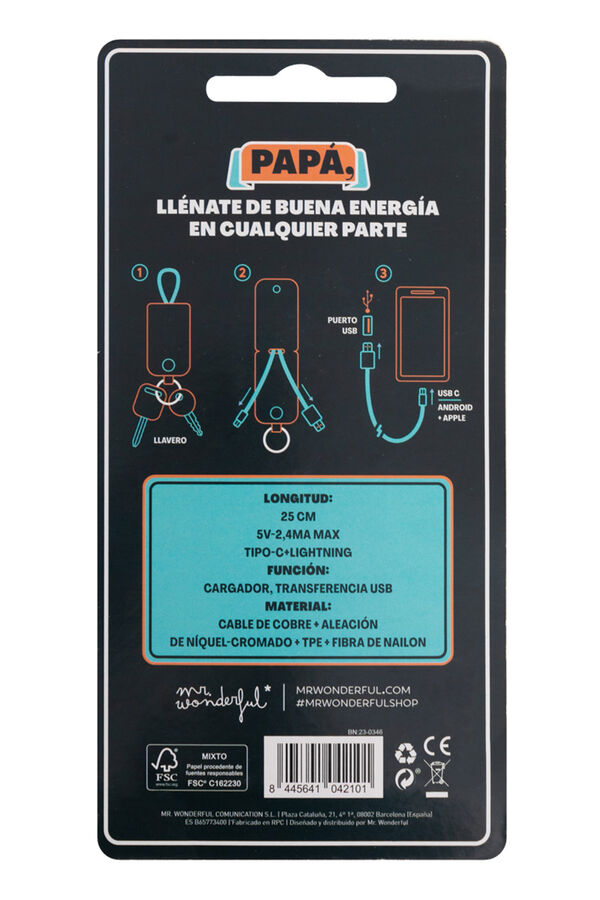 Womensecret Key ring with mobile charger - Papá vale para todo (Daddy, you take care of everything) imprimé