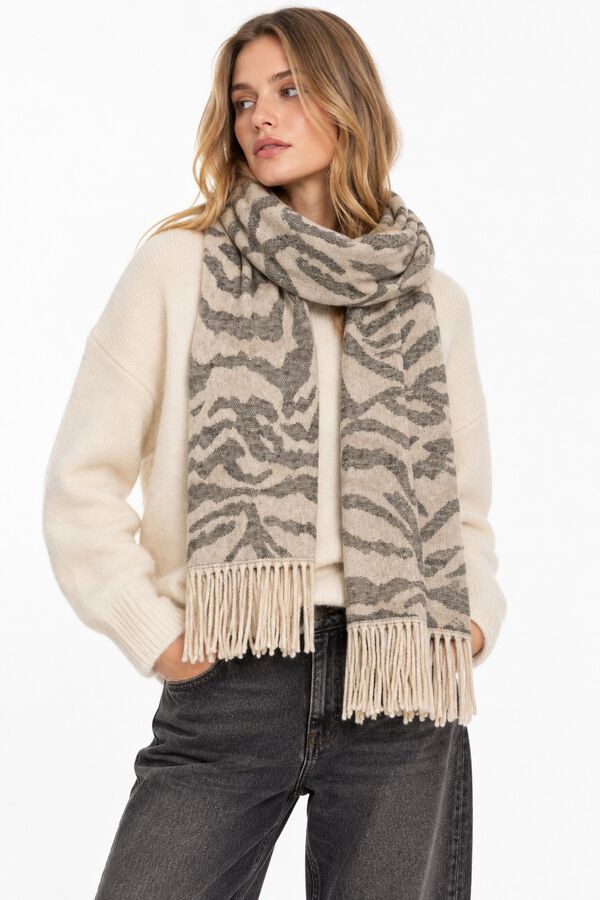 Pieces Schal mit Animal-Print Grau