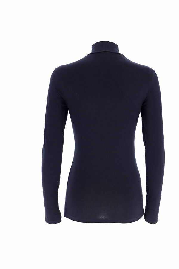 Cotonella T-shirt t&eacute;rmica de mulher com gola alta e manga comprida preto