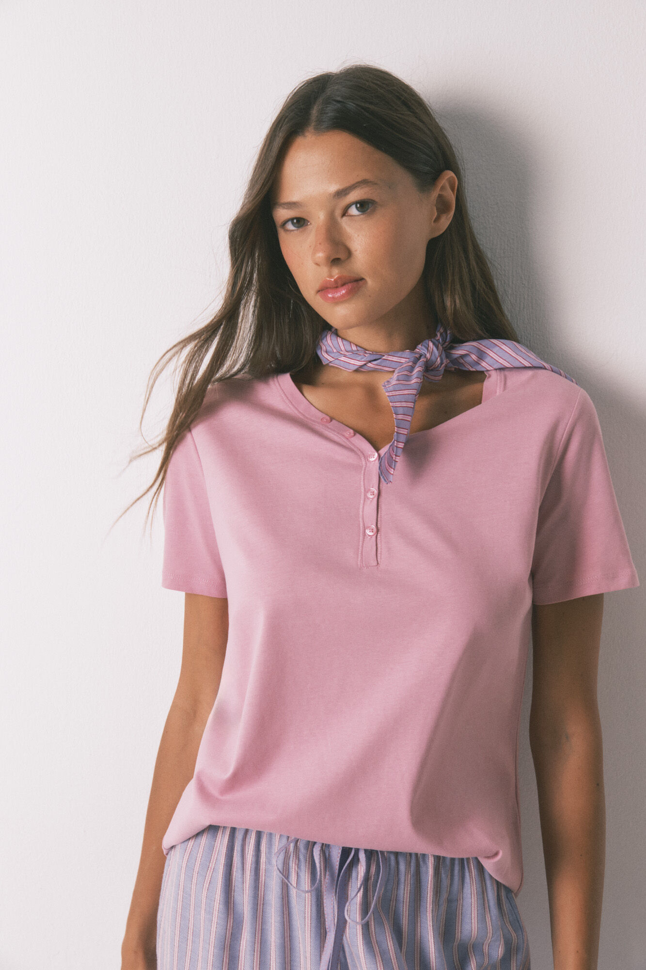 Women'secret Pink brushed cotton short sleeve T-shirt