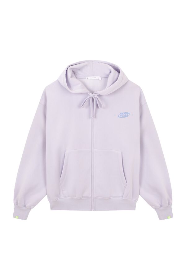 HI&BYE Lilac zip fastening hooded sweatshirt pink