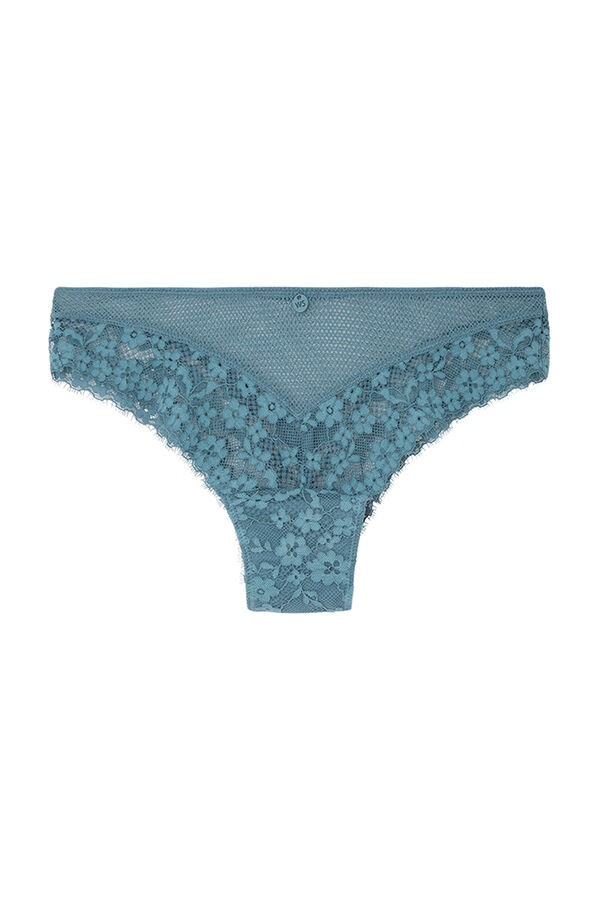 Womensecret Blue lace wide side Brazilian panty blue