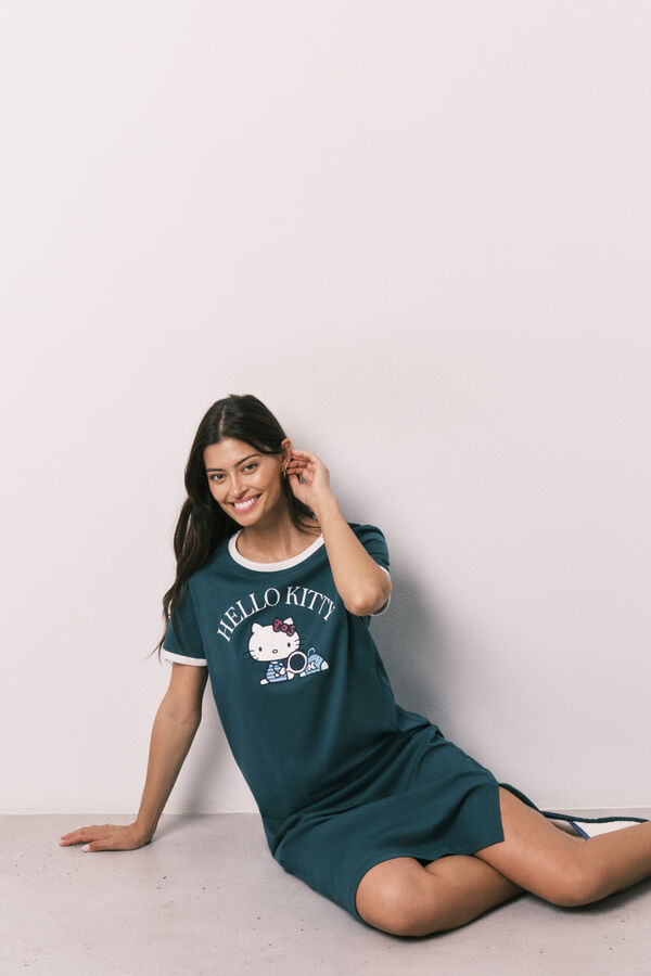 Women'secret Nuisette Hello Kitty en coton verte vert