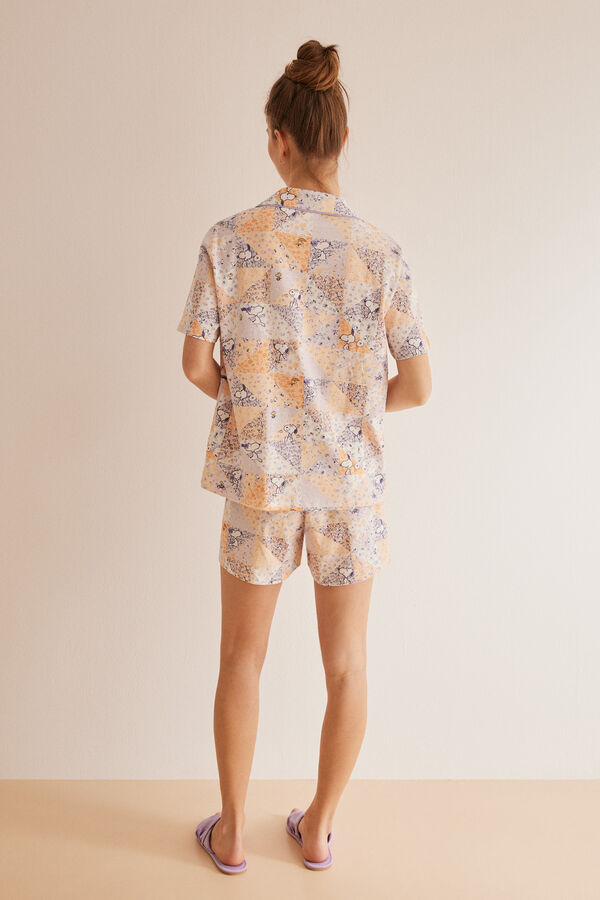 Womensecret Snoopy-mintás, 100% pamut, rövid inges pizsama rávasalt mintás