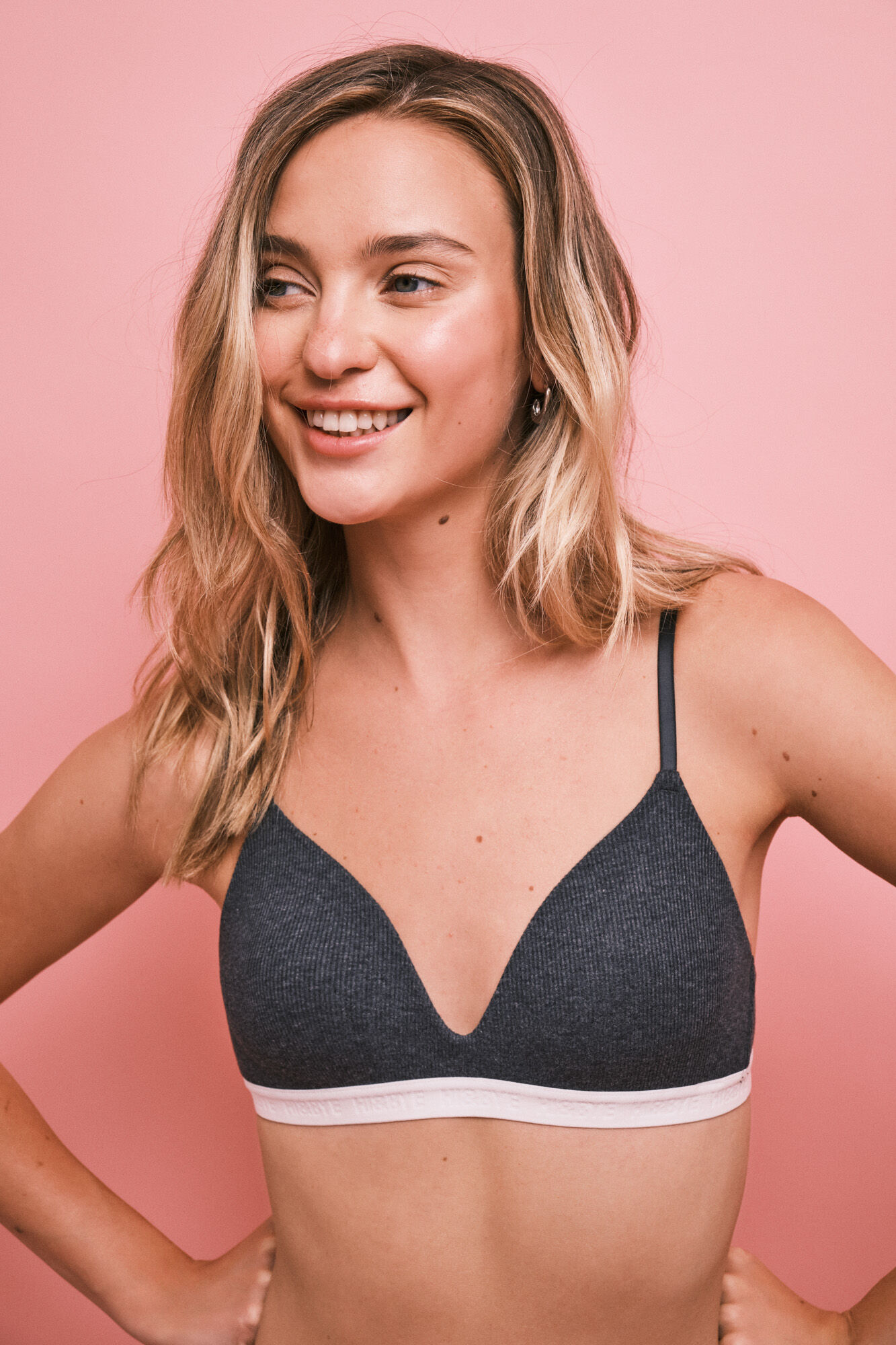 HI&BYE Grey padded triangle bra