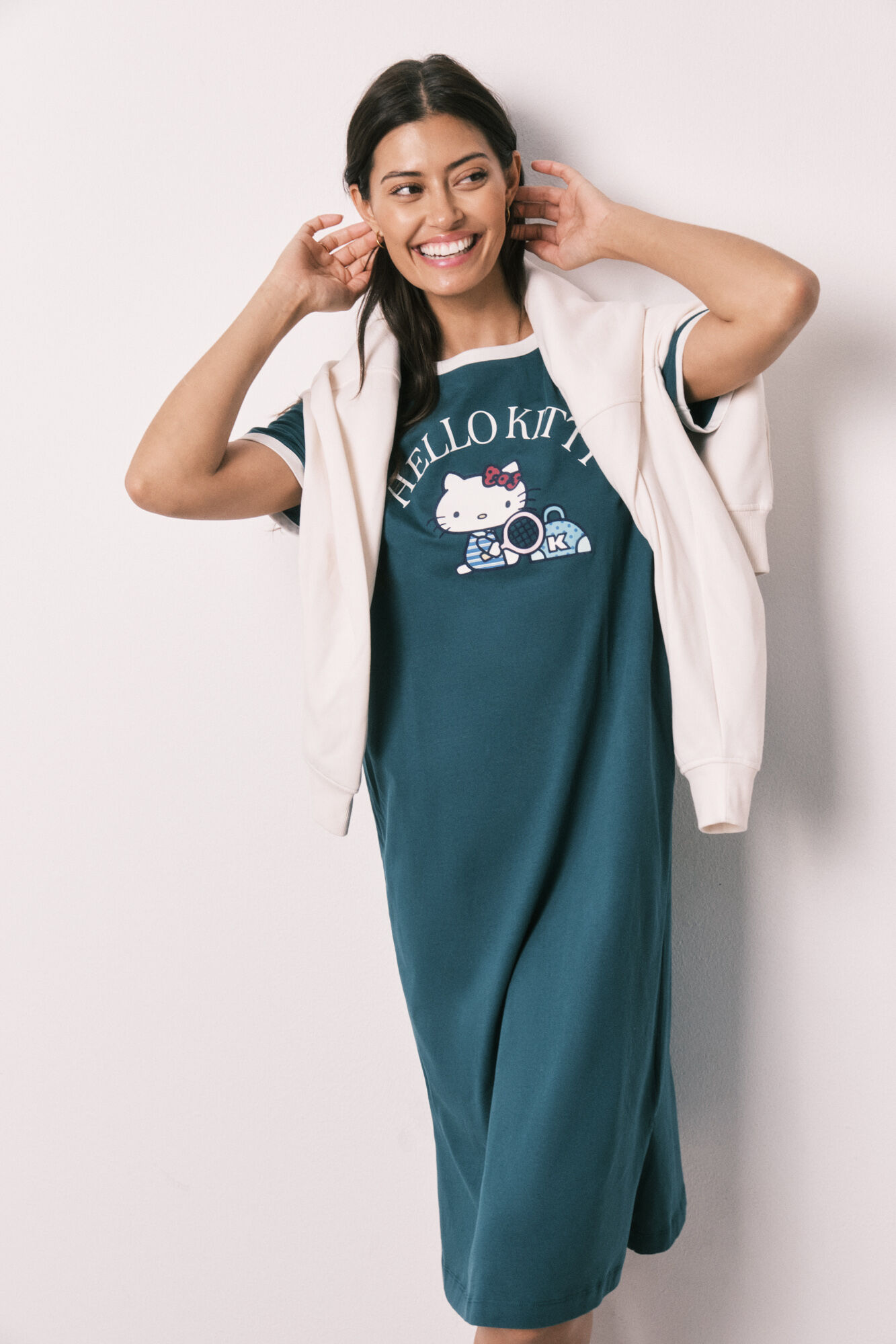 Women'secret Zielona&nbsp;koszula&nbsp;nocna&nbsp;bawełniana&nbsp;Hello&nbsp;Kitty&nbsp;