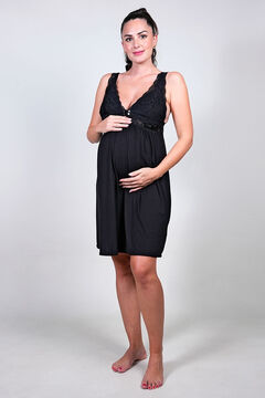 Womensecret Camisón maternity lencero con encaje negro