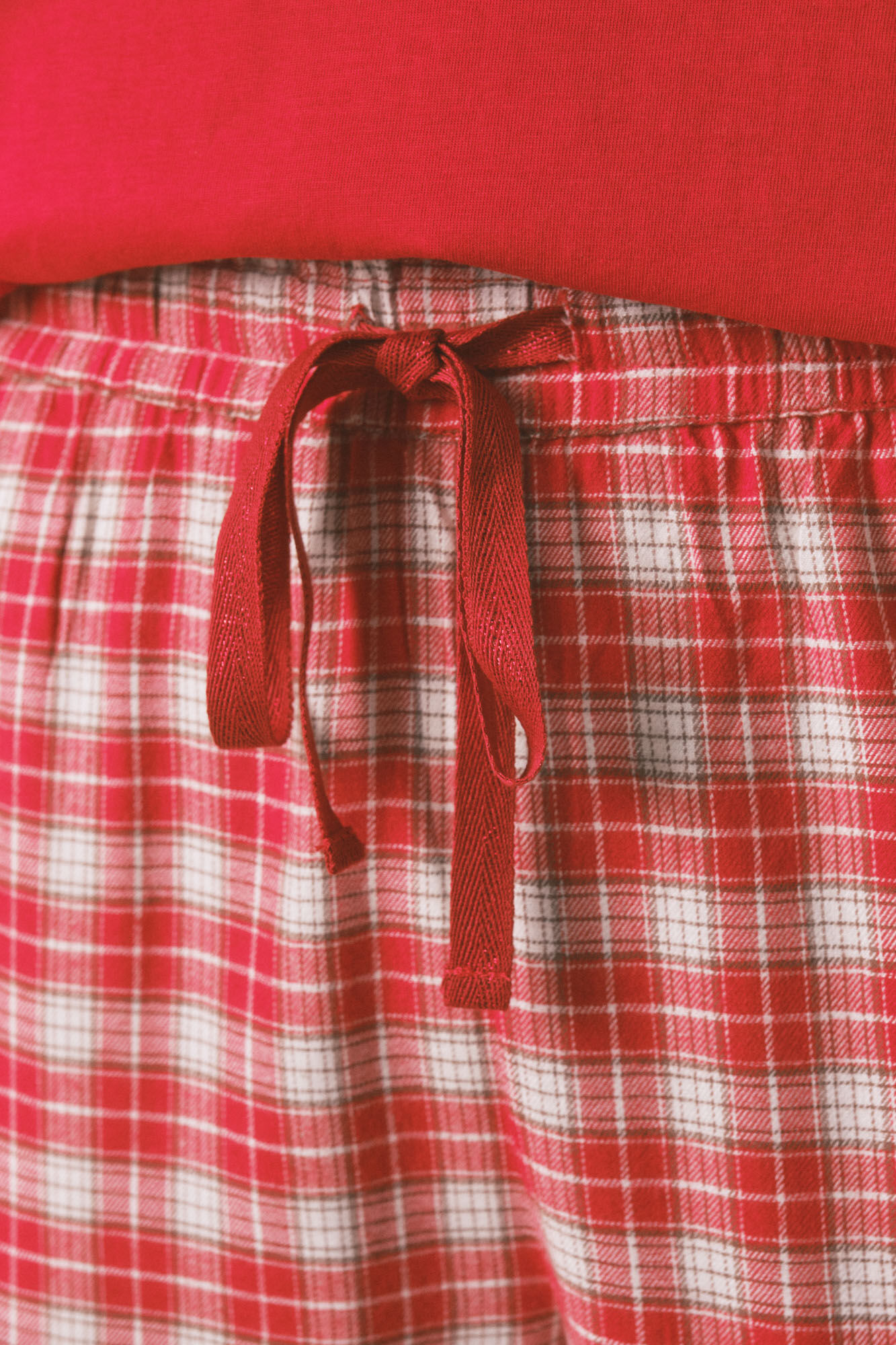 Women'secret Pijama longo 100% algod&atilde;o estampado xadrez vermelho Snoopy