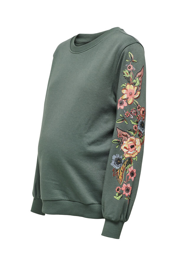Only Maternity Sweatshirt maternity com detalhes florais verde