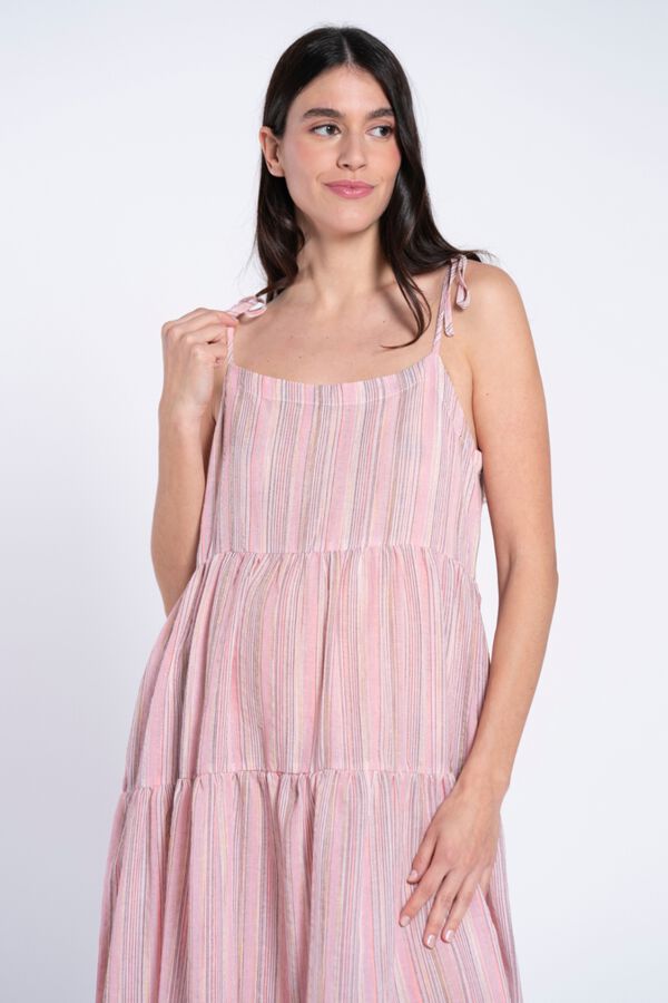 Ohma Striped maternity maxi dress pink