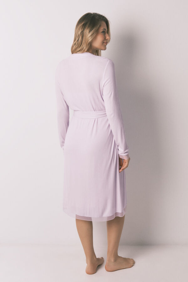 Women'secret Lilac ribbed midi maternity robe pink