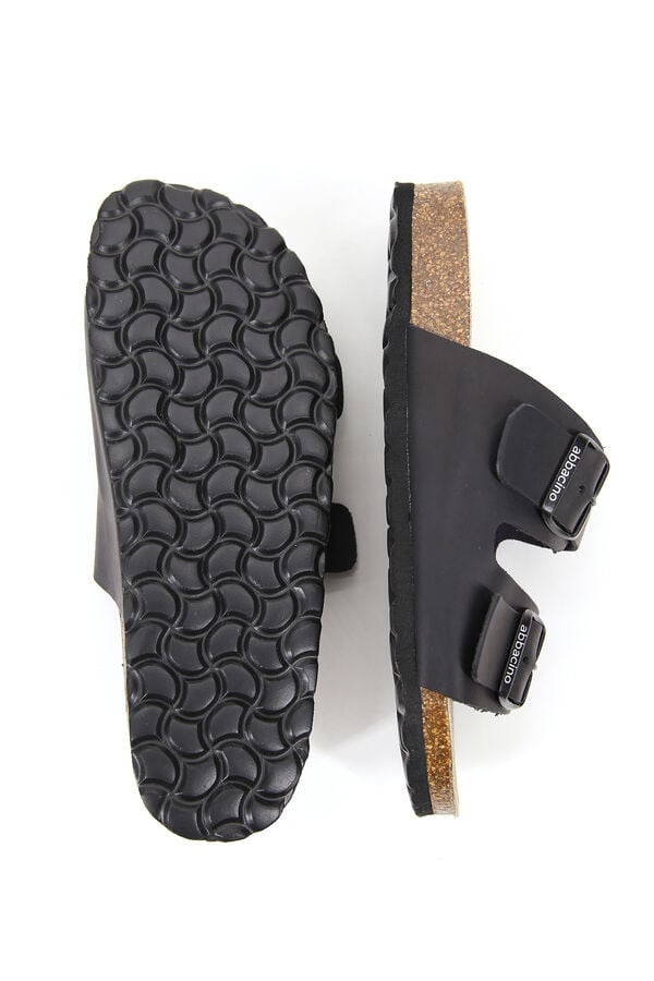 Womensecret Abbacino women's flat leather sandals noir