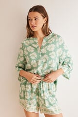 Womensecret Pijama camiseiro manga 3/4 estampado  verde