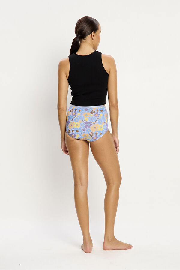 Modibodi SmileyWorld&reg; Braga Menstrual Alta Bamb&uacute; Flujo Moderado Blue estampado