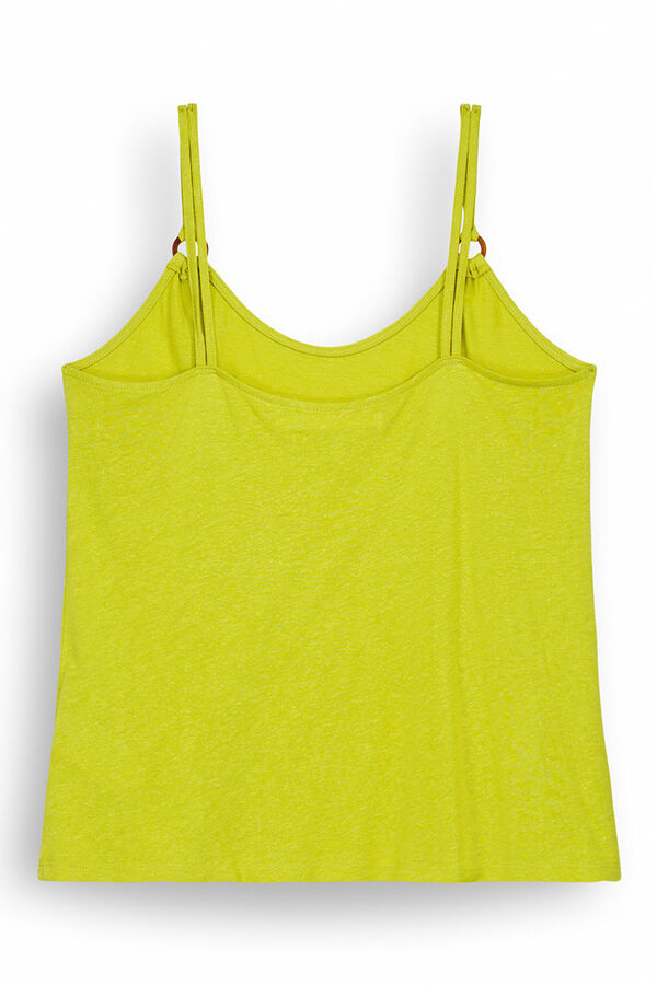 Womensecret T-shirt bretelles vert lin beige