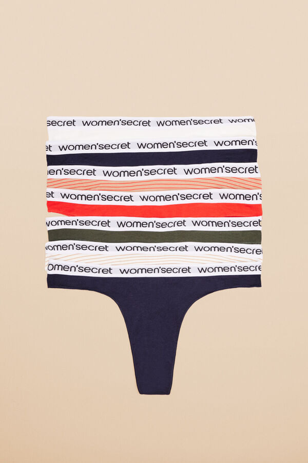 Womensecret 7-pack of cotton logo tangas printed