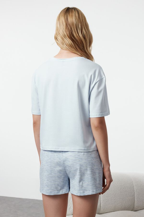 Trendyol Pijama de punto a rayas azul