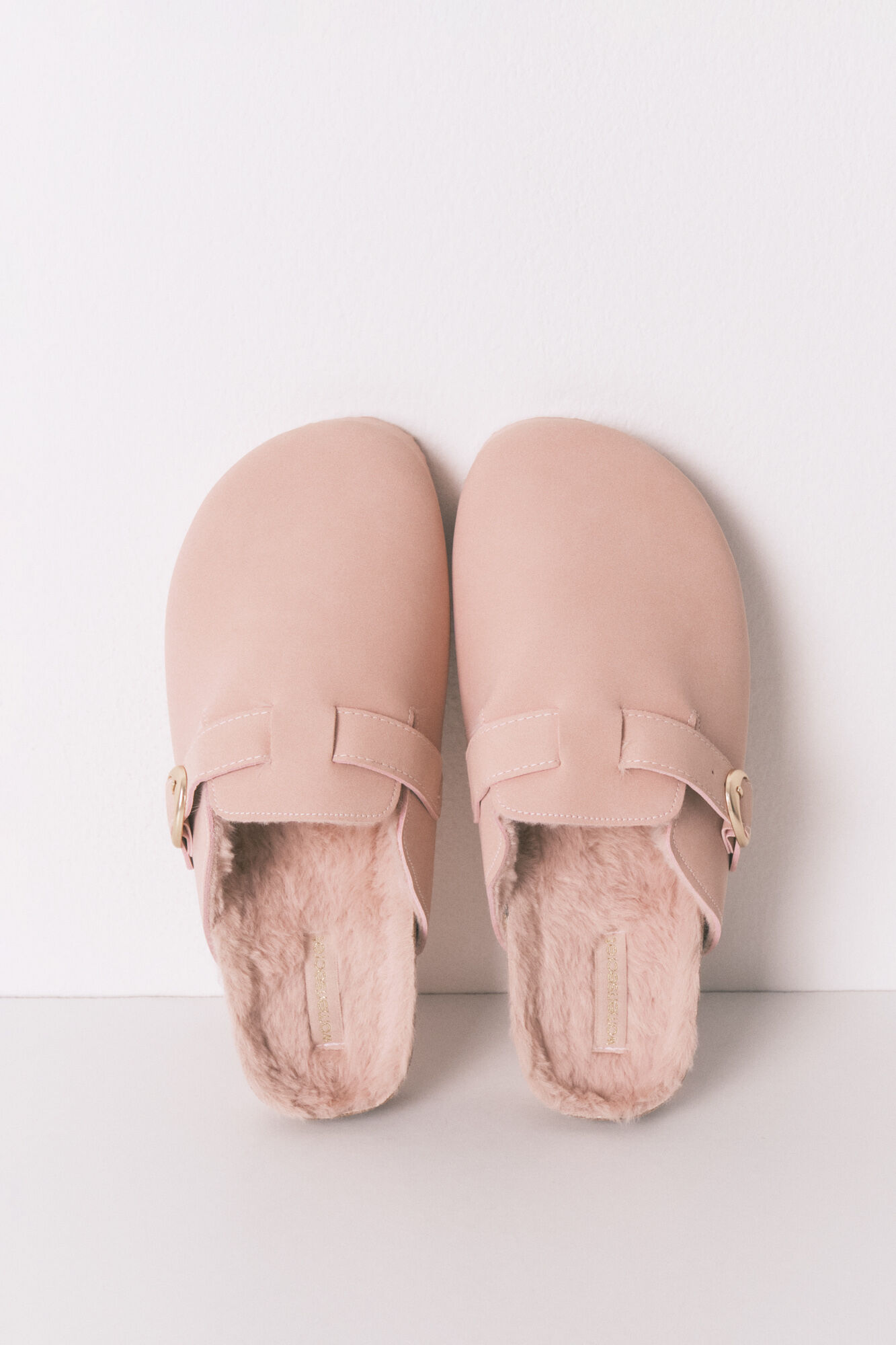 Women'secret Chinelos de quarto de pele rosa