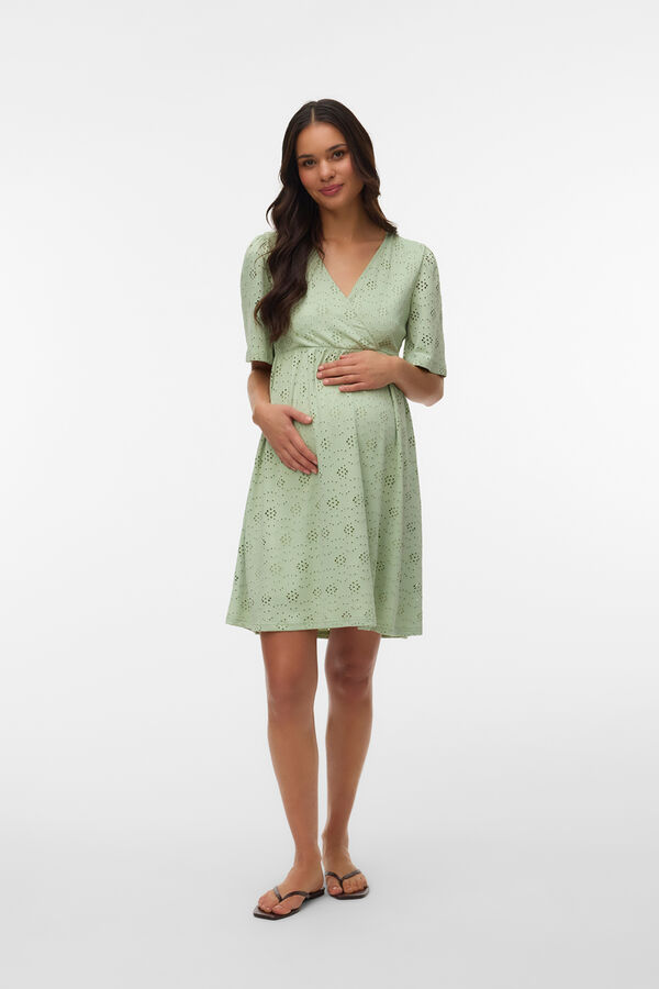 Mamalicious Maternity and breastfeeding short dress green