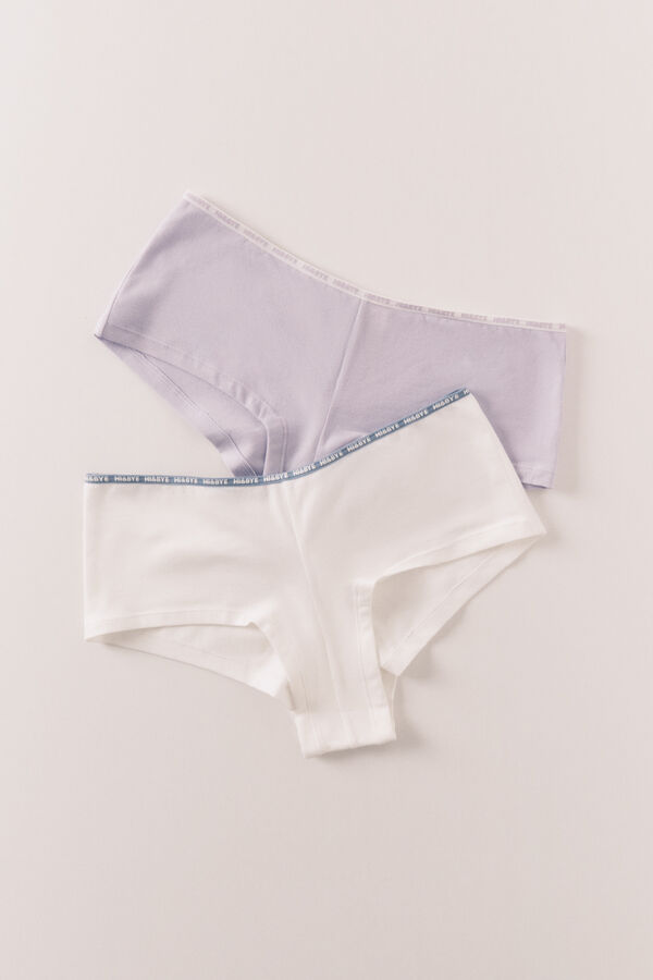 HI&BYE Purple and white 2-pack boxer panties white