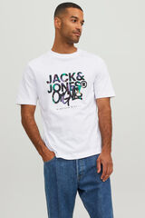Jack & Jones Camiseta manga corta print logo algod&oacute;n org&aacute;nico  blanco