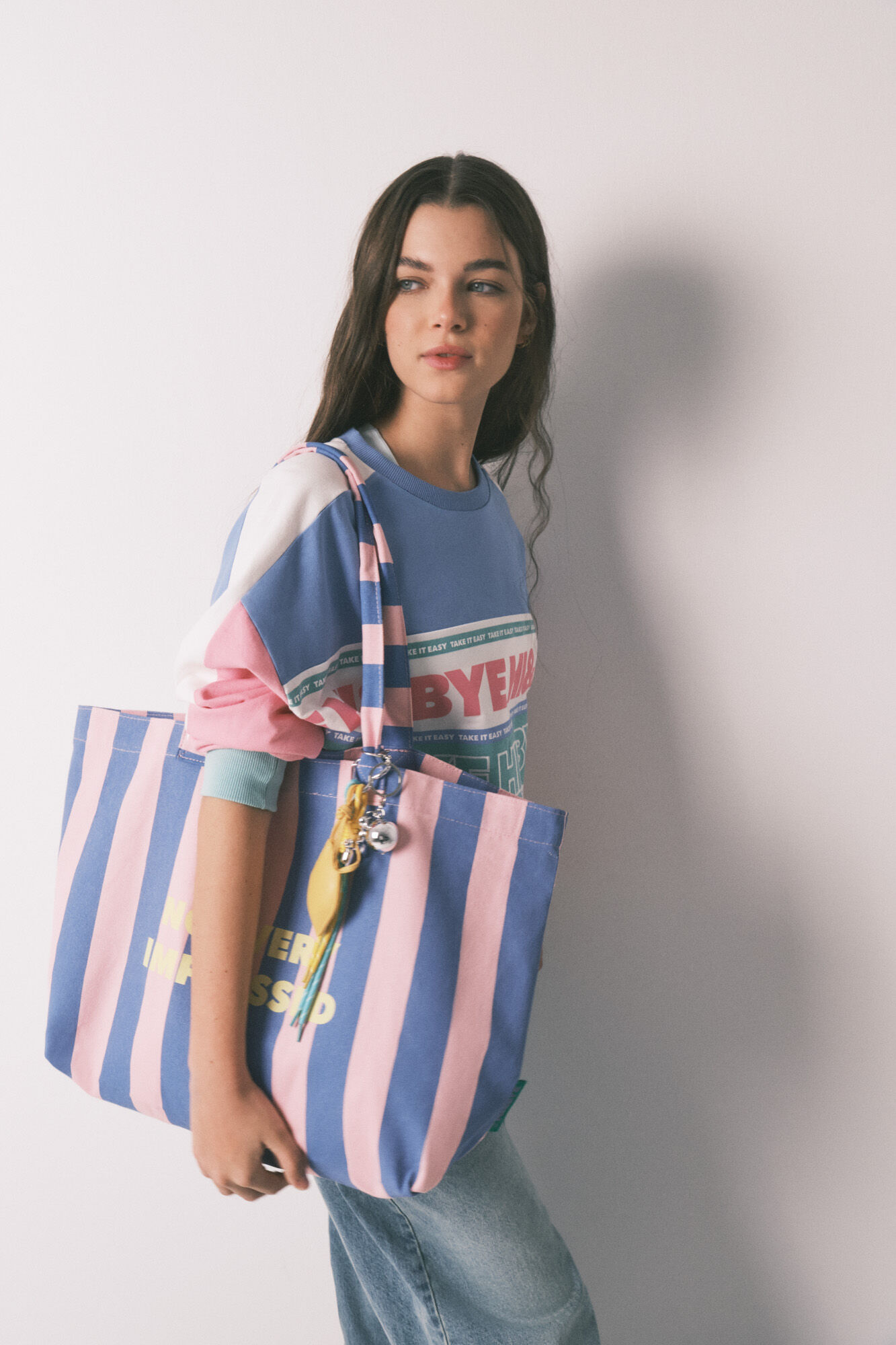 HI&BYE Blue striped tote bag