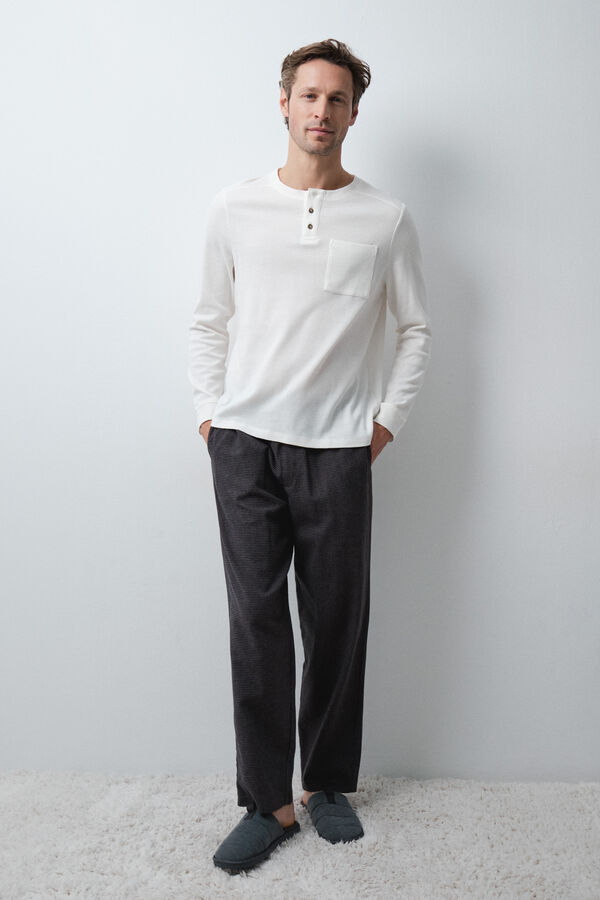 Women'secret Pyjama long pour homme en tissu gaufr&eacute; beige