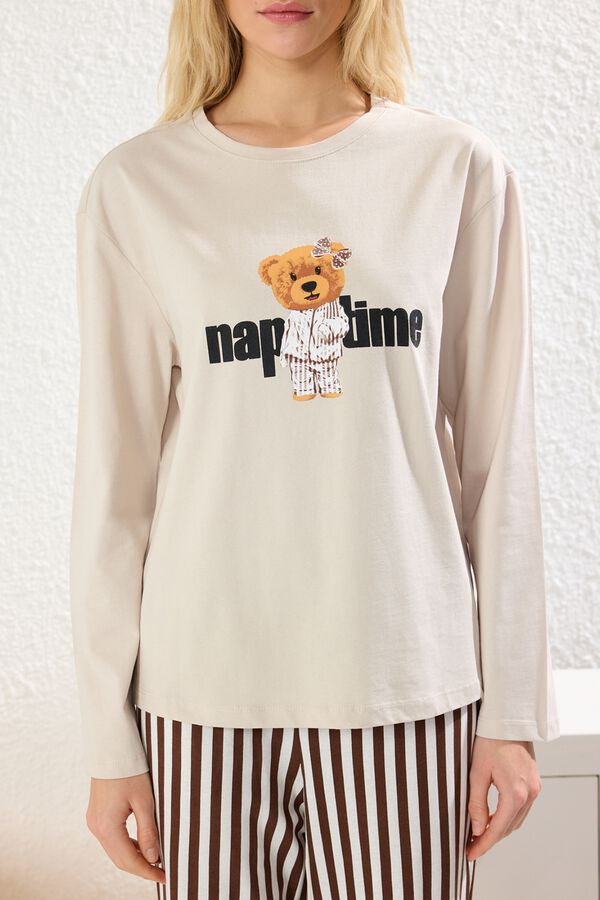 Trendyol Comfortable Knitted Pyjama Set beige