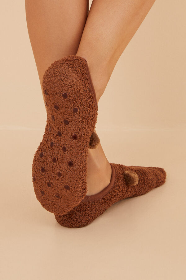 Women'secret Fluffy bear no-show socks nude