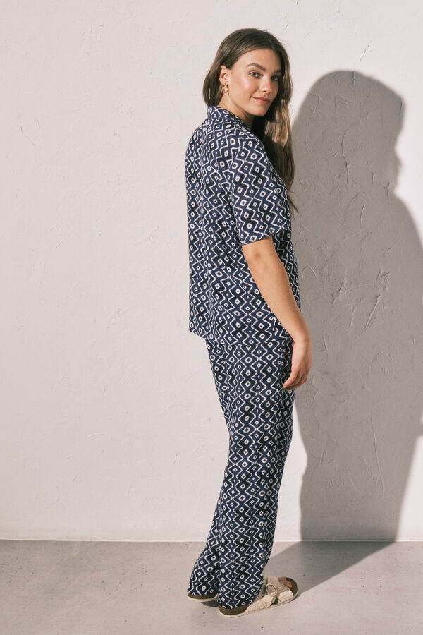 Women'secret Blue printed classic pyjamas blue