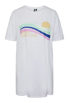Womensecret Langes T-Shirt für Damen mit hochgeschlossenem Ausschnitt. Weiß