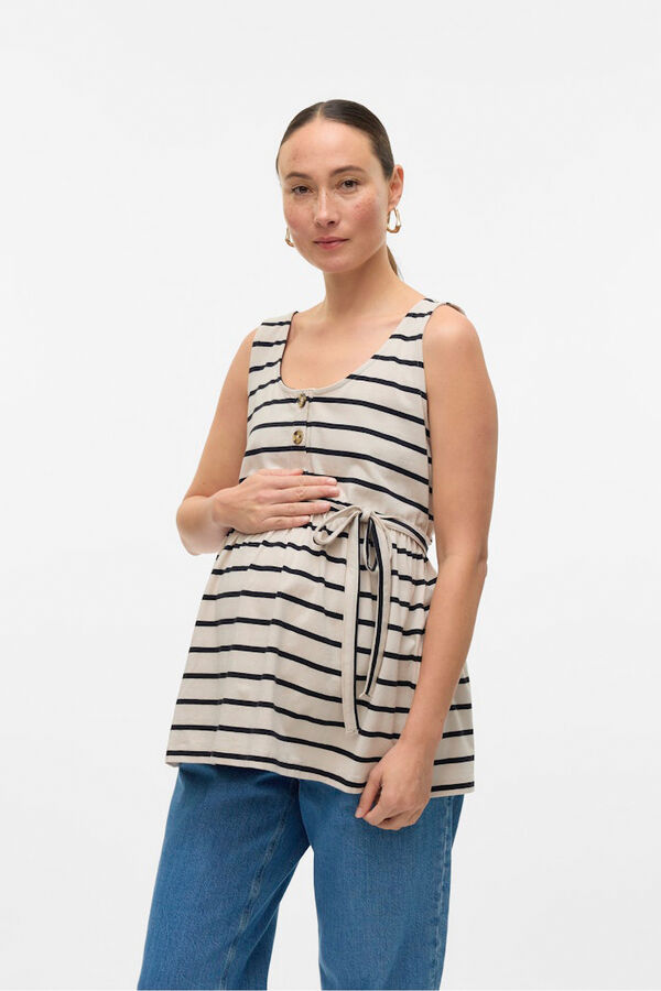 Mamalicious Wide strap maternity breastfeeding top brown