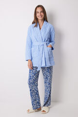 Womensecret Light blue padded wrap short robe blue