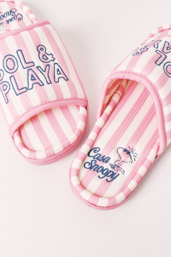 Women'secret Pink striped slippers printed