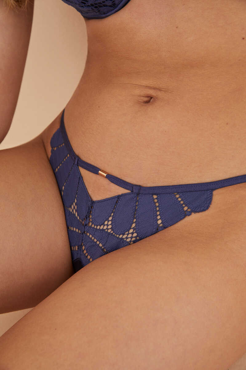 Womensecret Classic blue embroidered lace panty blue