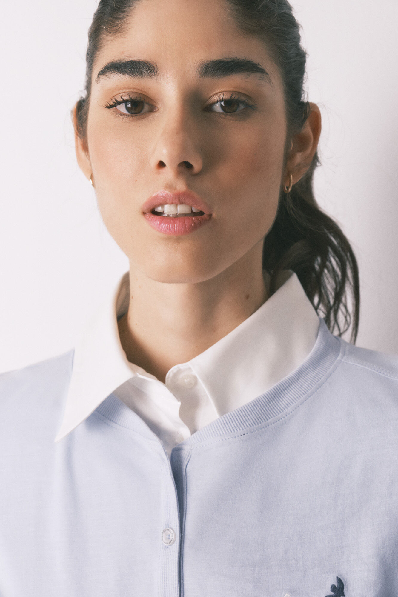 Women'secret Blaues Langarm-Shirt aus 100% Baumwolle