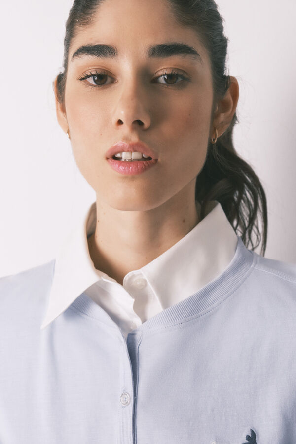 Women'secret Blue 100% cotton long sleeve T-shirt blue