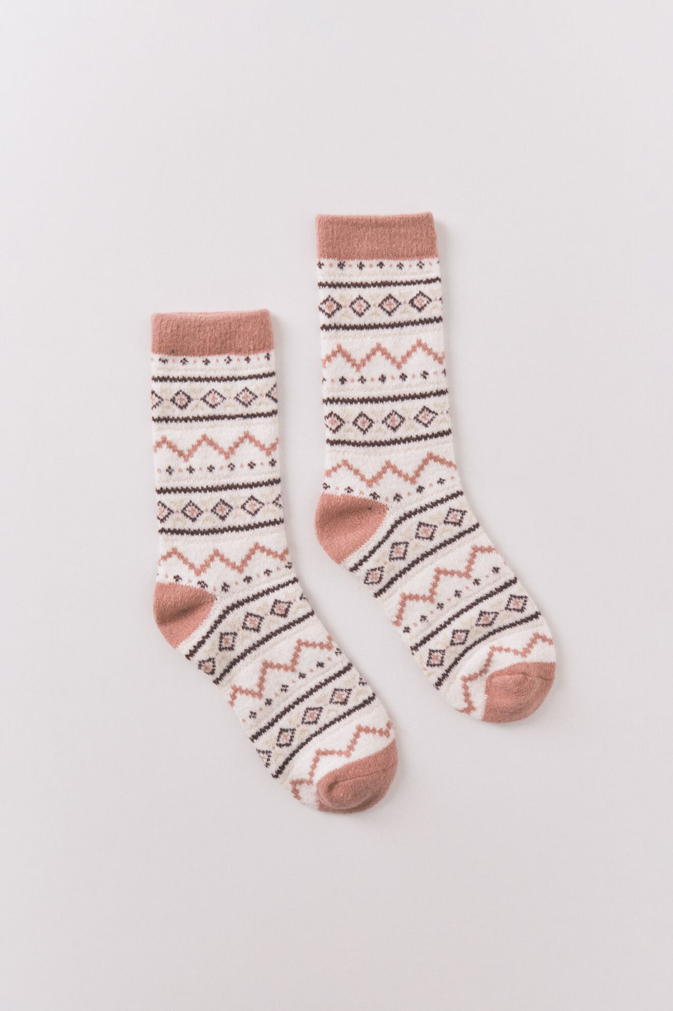 Women'secret Calcetines largos pelo print cenefas rosa