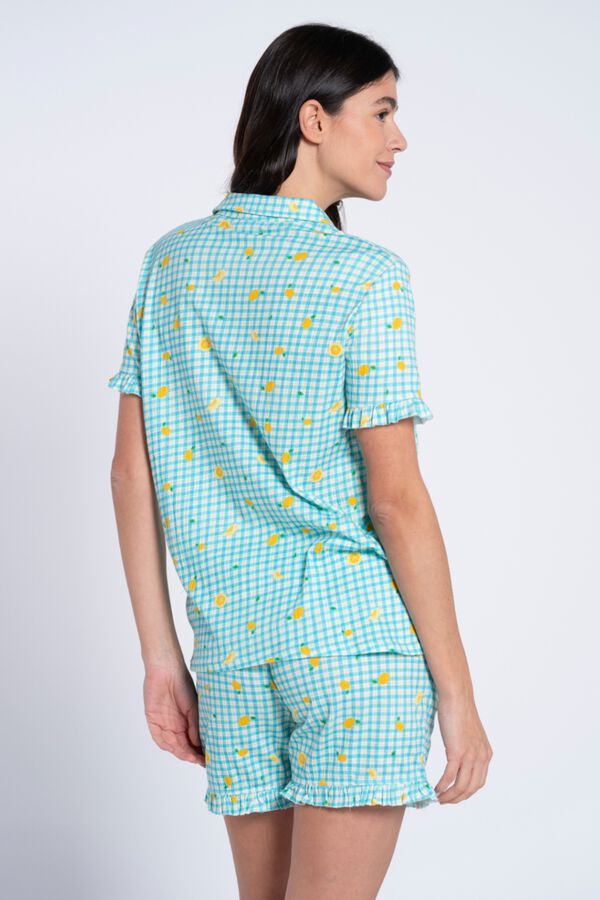 Ohma Gingham and lemon print maternity pyjamas printed