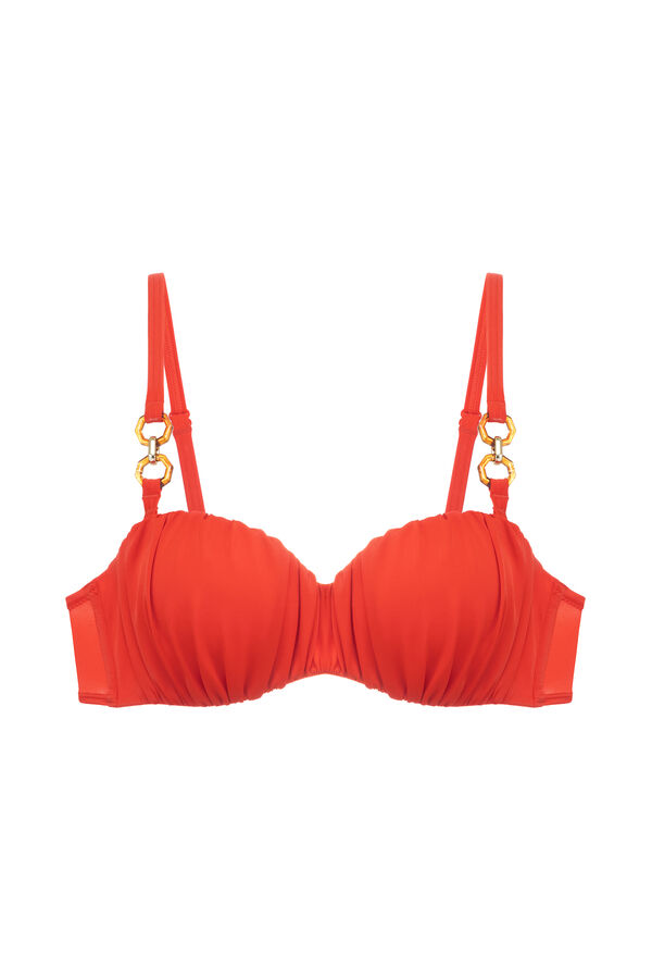 Womensecret Top de bikini estilo bandeau con relleno fino naranja