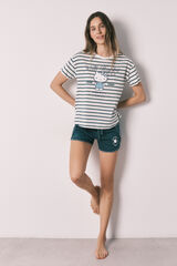 Women'secret Striped short pyjamas HELLO KITTY white