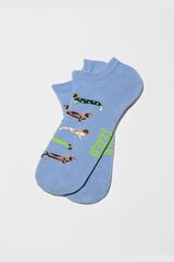 Besocks Calcetines tobilleros perritos algod&oacute;n org&aacute;nico azul