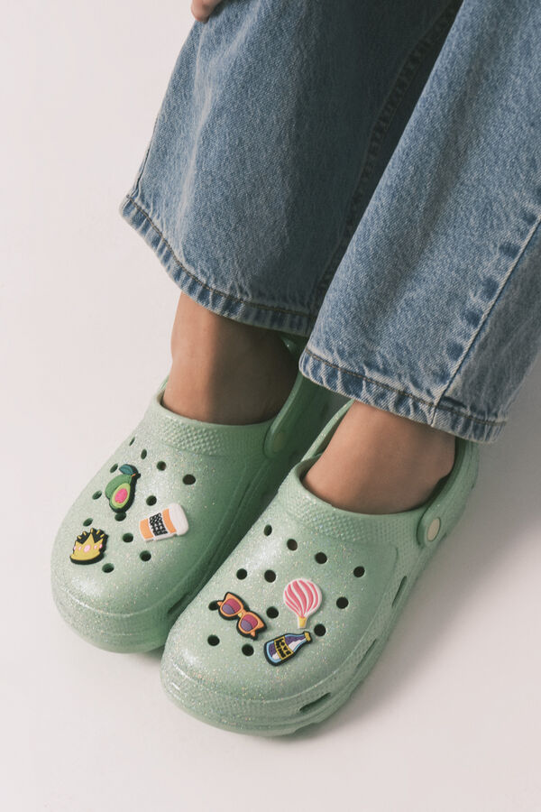 HI&BYE Bright green rubber platform clog green