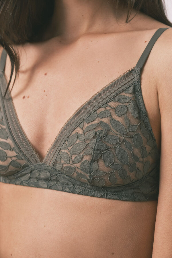 Women'secret Khaki lace NATURAL triangle bra beige