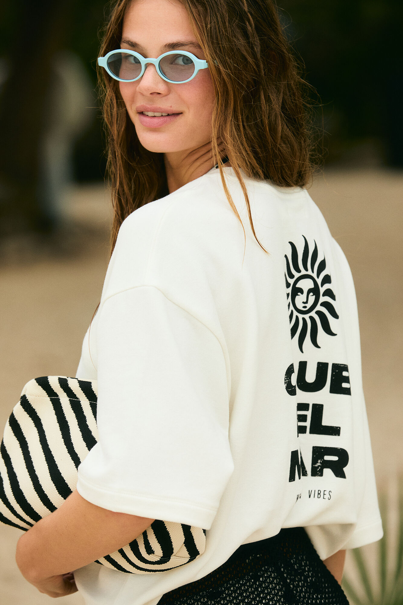 Women'secret White fleece "Club del Mar" print T-shirt