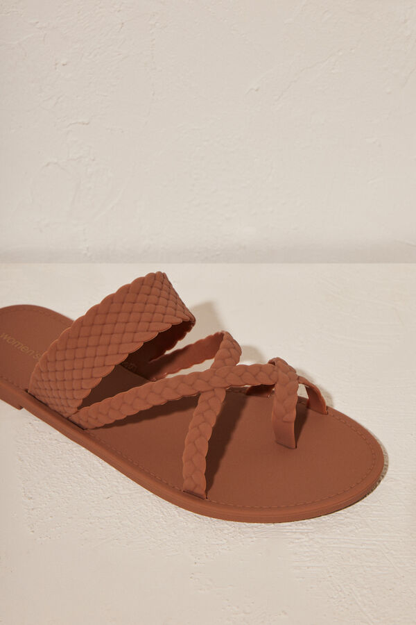 Womensecret Brown 100% water-resistant sandals nude