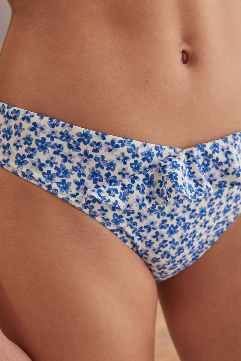 Womensecret Blue floral mid-high bikini bottoms blue