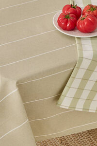 Textura Toalha de mesa riscas de algod&atilde;o resistente a manchas