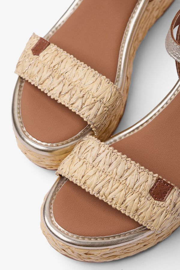 Popa Sakarun raffia low wedge sandal printed